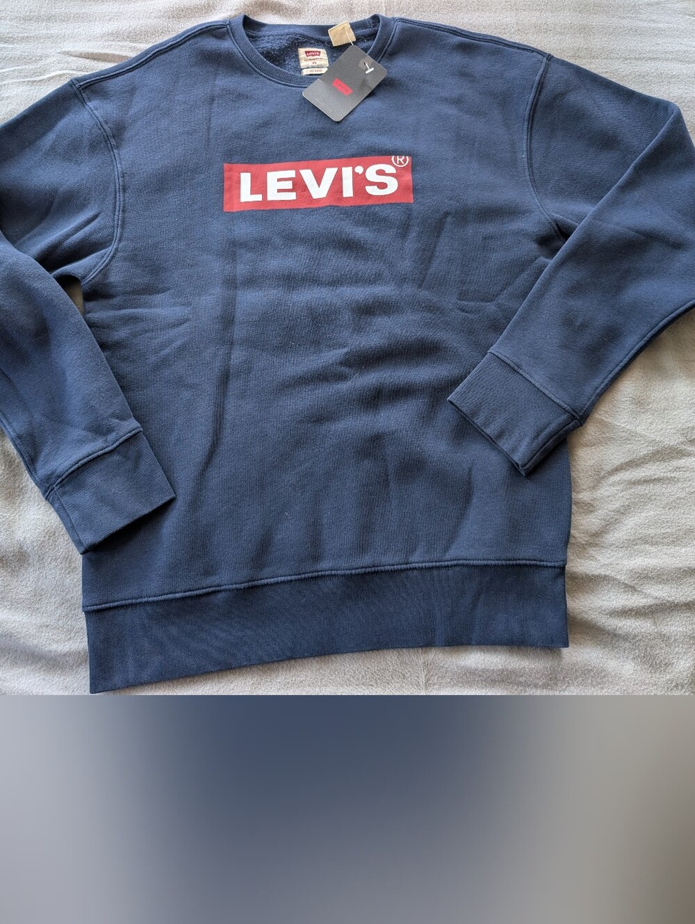 Levi's Navy Crewneck Sweatshirt with Red Logo Box